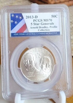 2013-D 5 Star Generals Arnold, Bradley Commemorative Half Dollar PCGS MS70 - Image 1 of 2