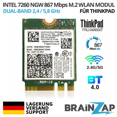 Intel M.2 NGFF WLAN Modul 7260 NGW - 867 Mbps 802.11ac 784645-005 H43107-002 - Bild 1 von 4
