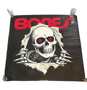Poster Vintage Powell Bones Ripper Skate Shop Banner 1984 HTF RARO - Foto 1 di 7