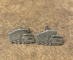 Trucker Cuff Links Semi Big Rig Silver Tone - Picture 1 of 2