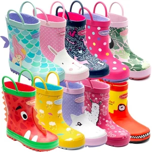 Girls Kids Chipmunks Infants/Junior Wellies Wellington Boots Sizes 4 to 2 - Picture 1 of 95
