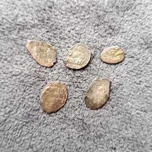 16-17th c. Russia Wire Silver Kopeck Denga Original Coins Set of 5 pcs #4 - Picture 1 of 4