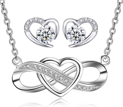 Donna Parure Gioielli, Collana Bracciale Orecchini in Argento 925,Gioielli Infin - Immagine 1 di 4