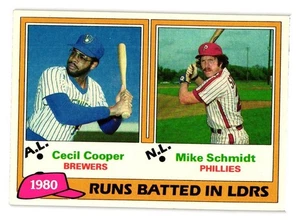 1981 Topps - #3 RBI Leaders Mike Schmidt, Cecil Cooper - Picture 1 of 2