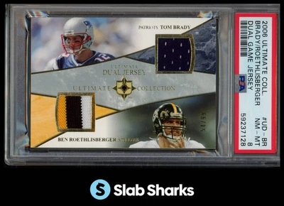 2006 UPPER DECK ULTIMATE TOM BRADY BEN ROETHLISBERGER JERSEY DUAL /99 PSA 8 - Изображение 1 из 4