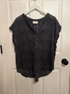 Xirena Women’s Sam Top Blouse Black Pebble Size L Large Boho Banded Cap Sleeve - Picture 1 of 6