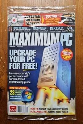 Vintage Maximum PC Magazine January 2008 New Sealed W/ Disk - Overclock Vista - Image 1 of 2