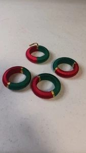 4 servilleteros de Navidad-rojo verde y dorado-2"-festivos-por Excell Home - Imagen 1 de 5