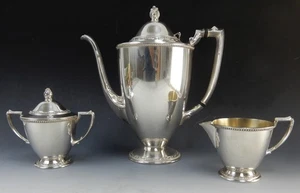 Oneida comunity LTD.Lakewood Silverplate Coffee Pot ,Sugar Bowl and Creamer - Picture 1 of 11