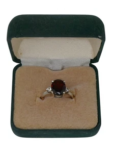 Sterling Silver 925 Garnet and Diamond Accent Ring Size 7.5 - Picture 1 of 14