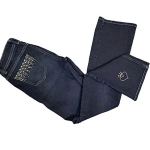 Apt 9 Jeans Damen 6 blau Bootcut Mid Rise Strass Herz Krone Y2K Stretch - Bild 1 von 9