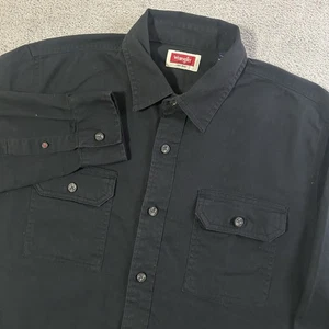 Wrangler Button Up Shirt Men’s M Black Utility Pockets Canvas Workwear - Picture 1 of 14