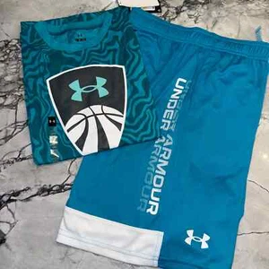 Under Armour Youth Medium (10/12) Boys Outfit Set Summer Shorts Teal  - Picture 1 of 1