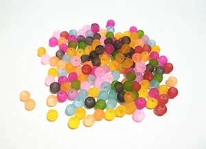 200pz misti perline 4mm tondo in vetro trasparente satinato opaco bijoux - Foto 1 di 1