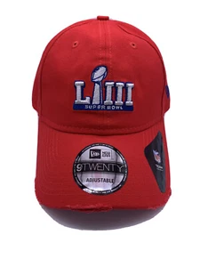 Patriots vs Rams Super Bowl 53 Mütze verstellbar Kappe rot Used-Stil NEW ERA - Bild 1 von 4