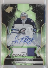 2019-20 SPx Premium Material Autos /49 Connor Hellebuyck #50 Auto