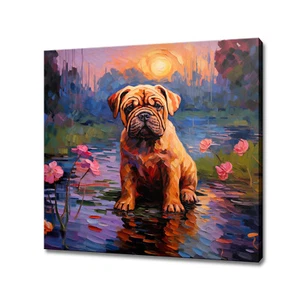 Bullmastiff Puppy Dog Colourful Canvas Print Wall Art Animal Pet Picture Gift - Picture 1 of 9