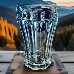 Vintage Beer/Malt Cathedral Paneled Octagon Base 5” Clear Glass - Picture 1 of 10