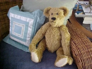 ANTIQUE 15” BLONDE MOHAIR TEDDY BEAR with Growling Sound - Picture 1 of 7