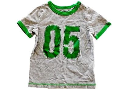 Old Navy Boys T-Shirt Ringer Gray Green Short Sleeve Number 5 Size 4T - Image 1 of 4