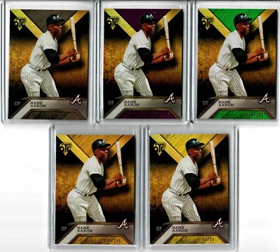 Hank Aaron 2016 Topps Triple Threads Card Lot - 5 Different Variations - Image 1 of 2