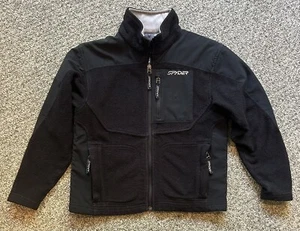 Spyder Fleece Jacket Boys Black Full Zip Pockets Long Sleeve - Picture 1 of 10