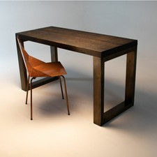 Bold Salvaged Oak Desk with Antique Brass Legs