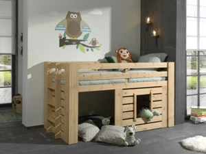 Vipack: "Oliver" Hüttenbett Spielbett 90 x 200 cm - Kiefer massiv - Farbe Oak - Bild 1 von 5