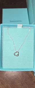 Tiffany & Co. Elsa Peretti Open Heart Pendant Small Necklace on 16" Chain - Picture 1 of 2