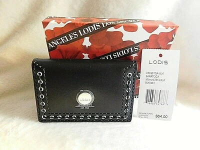 Mini estuche para tarjetas negro espejo Lodis Saratoga detalles con ojal RFID NUEVO CON ETIQUETAS PRECIO DE VENTA SUGERIDO POR EL FABRICANTE $64 Foto 1 de 4