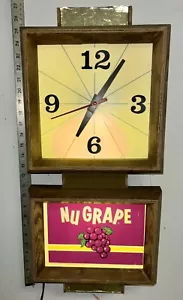 VINTAGE ORIGINAL NU GRAPE ADVERTISING WALL CLOCK Soda Collectable Safe ShTESTED - Picture 1 of 12