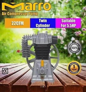 MARRO INDUSTRIAL TWIN CYLINDER AIR COMPRESSOR PUMP 2090 SUITABLE FOR 5.5HP 22CFM - Picture 1 of 2