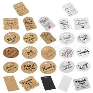 100x Kraft Paper Hanging Tag With Hemp Rope Handmade Gift Package Label Ornament - Picture 1 of 33