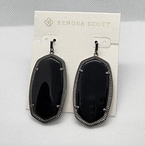 New Kendra Scott Danielle Gunmetal Statement Earrings in Black - Picture 1 of 2