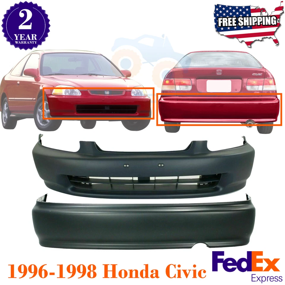 Cubiertas de parachoques delanteras + traseras preparadas para Honda Civic 1996-1998 Foto 1 de 4