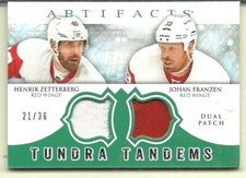 2012-13 Artifacts Tundra Tandems Patches Emerald #TTZF Zetterberg/Franzen /36