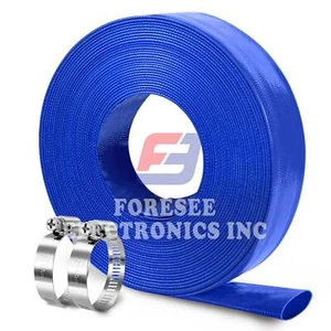 Water Discharge Backwash Pool Hose 1-1/4" 1.25" in inch x 50 FT Lay-Flat Blue - Picture 1 of 8