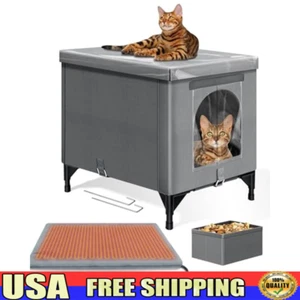 Insulated Heated Outdoor Cat House Waterproof Foldable Shelter W/ Heating Pad US - Picture 1 of 7