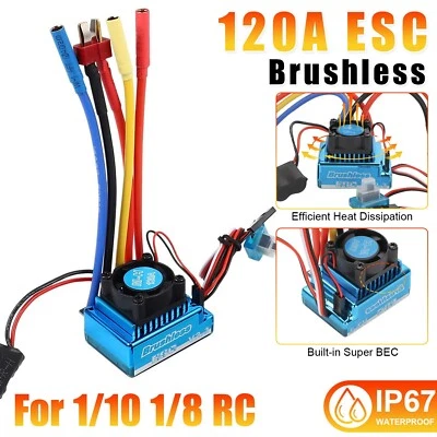 120A Brushless ESC Electric Speed Controller for 1/10 1/8 RC Car RC Accessories - Image 1 of 4