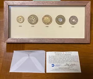 NYC Subway Tokens Set. Framed - Picture 1 of 5
