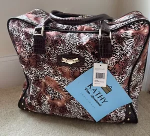 Kathy Van Zeeland Luggage Safari Print Brown 18" Jumbo Square Travelware - Picture 1 of 8
