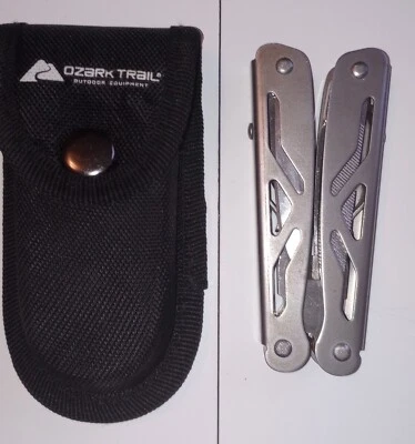 Ozark Trail Stainless Steel Multi Tool with Black Canvas Sheath Case Snap Pouch - Image 1 of 4