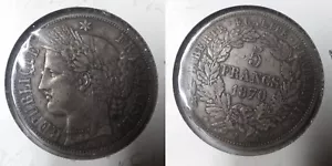 Rare 1870 A France Large Silver 5 Franc- Liberty-KM 819 - Picture 1 of 1