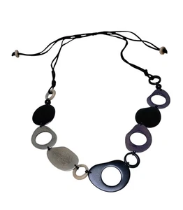 Handmade Jewelry Tagua Nut Necklace Unisex Black Gray Beige Neutral Adjustable - Picture 1 of 13