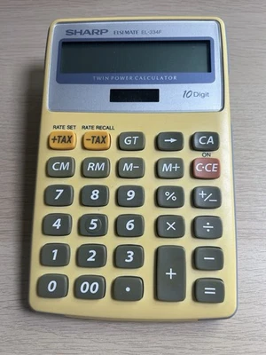 Genuine SHARP ELSIMATE EL-334F Twin Power 10 Digit Calculator VA10 - Image 1 of 4
