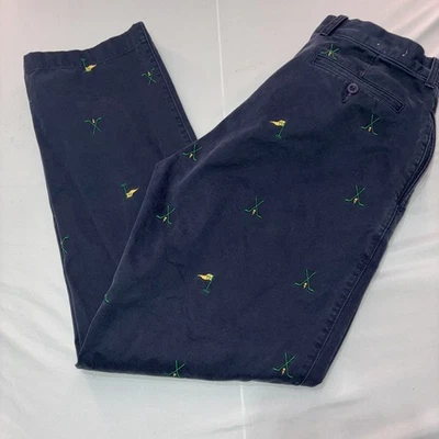 Pantalones chinos de golf J Crew bordados con diseño de bandera alfiler 34x34 para hombre Foto 1 de 4