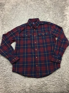 George Button Up Flannel Shirt Mens Size Medium Red Blue Plaid - Picture 1 of 12