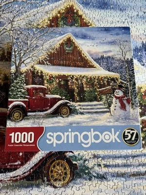 Rompecabezas SPRINGBOK Lazy Creek Country Store árboles de Navidad 1000 piezas COMPLETO Foto 1 de 4