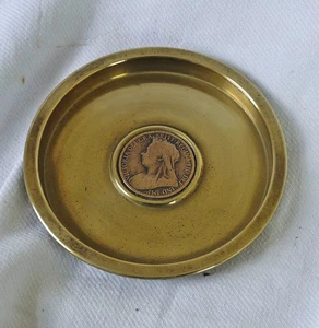 Antique 1897 Queen Victoria Diamond Jubilee Brass Trinket Dish - Picture 1 of 3