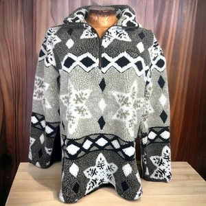 VINTAGE 80s Lavon Geometric Fleece Pullover Gr. M Jacke Anorak 1/4 Zip - Bild 1 von 9